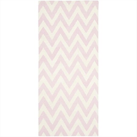 Safavieh 2 ft. -6 in. x 6 ft. Runner Contemporary Dhurries- Pink and Ivory- Flatweave Rug DHU557P-26